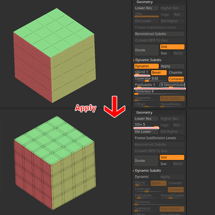 dynamic subdivision after arraymake mesh zbrush