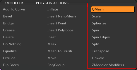 ZBrush-ZModeler ポリゴンアクション3-QMeshからZmodelerModifire