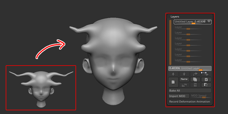 ZBrush-ディテールやポーズの保持と調整！Layer（レイヤー）の使い方と各設定