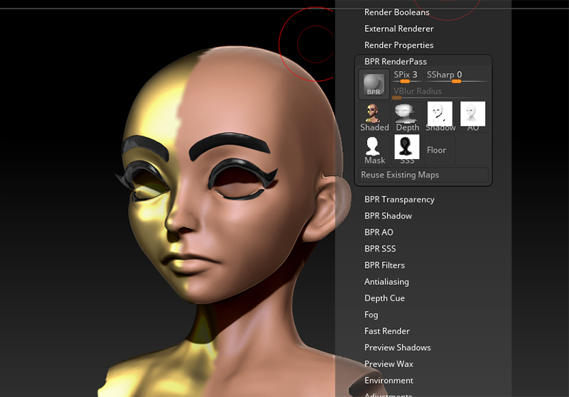 Zbrush 絵作りに必須な要素出し Render Propertiesとbpr Renderpass らくがきクリエイトmononoco