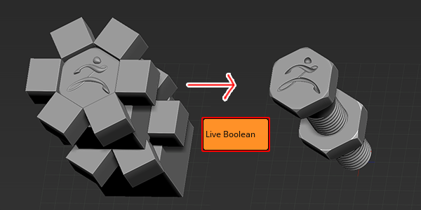 ZBrush-LiveBoolean(ライブブーリアン)の使い方と注意事項！リアルタイムでブーリアン結果を確認
