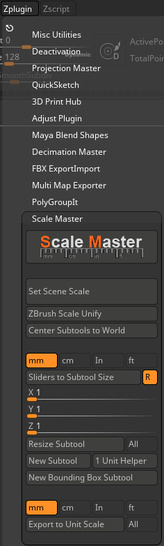using scale master in zbrush