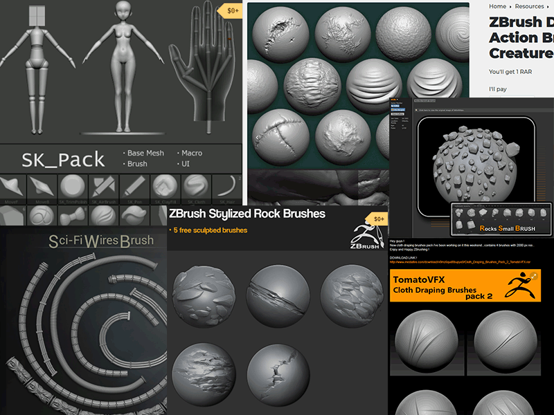 【ZBrush】Free Brush List!フリー(無料)でDL可能なカスタムブラシリスト