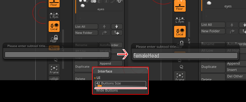 ZBrush-SubTool（サブツール）の名前が変更できない/入力できない問題