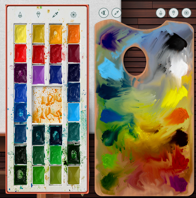 Realistic Paint Studio-水彩パレットと油彩パレット。色の混ぜ方、使い方