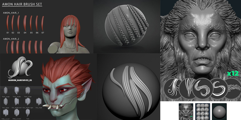 Zbrush 髪 毛 Free Brush List フリー 無料 でdl可能なカスタムブラシリスト らくがきクリエイトmononoco