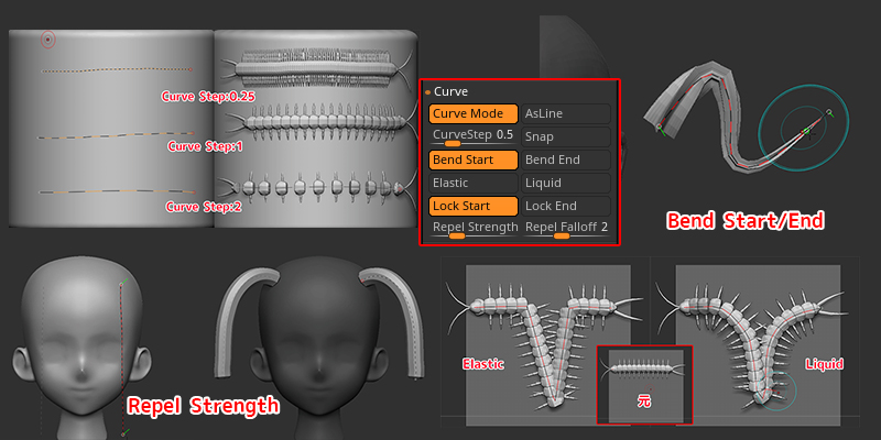 ZBrush【カーブの編集1】伸縮自在！Curve（カーブ）の各設定