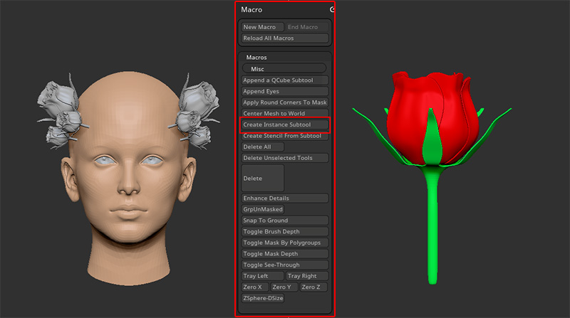 【ZBrush】マクロ「Create Instance SubTool」で簡単！インスタンスオブジェクトを作成