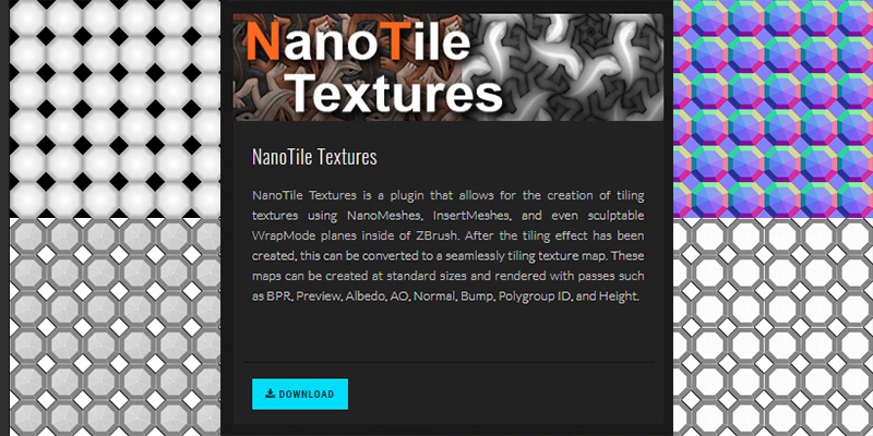 【ZBrush】「NanoTile Textures」シームレスなタイリングテクスチャ作成プラグイン
