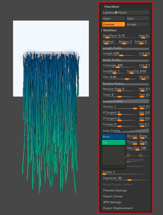 Zbrush 髪 毛テクスチャを作る Fibermesh らくがきクリエイトmononoco