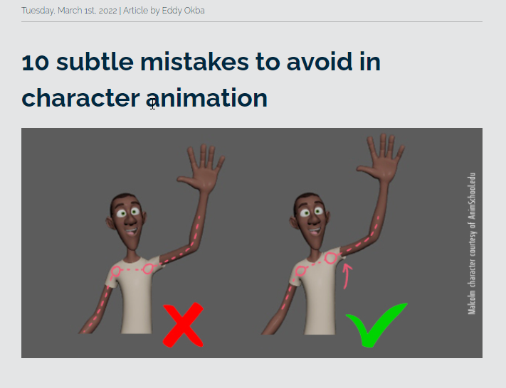 【Animation】『キャラクターアニメーションで避けるべき10の微妙なミス』を読んだメモ