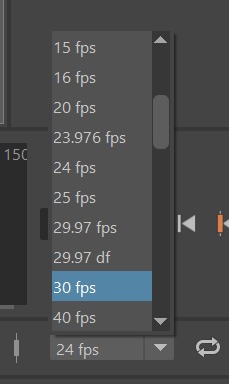 Maya frame rate dropdown