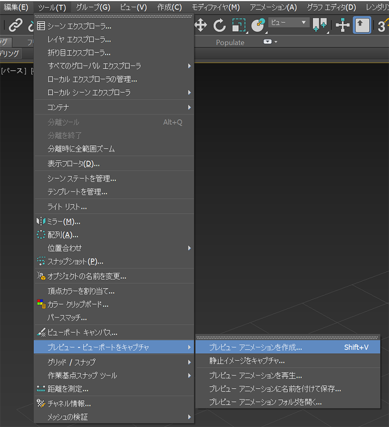 3ds Max Create Preview settings